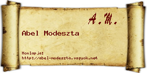 Abel Modeszta névjegykártya